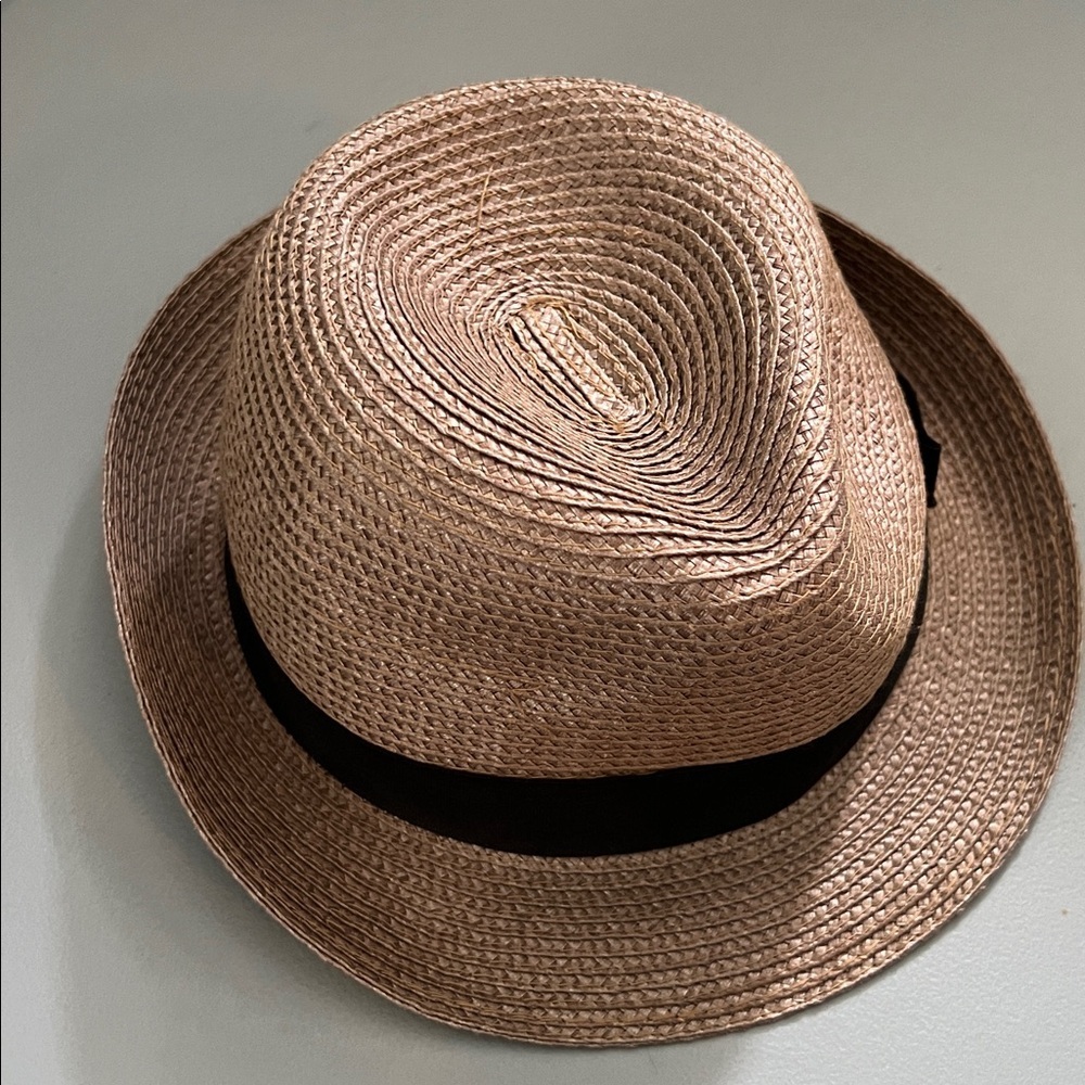 Straw Fedora with Black Band Hat